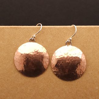copper hammered effect concave earrings