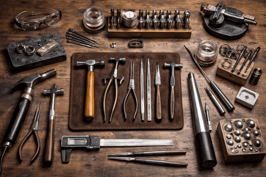 Jewellery making workshop in Lincolnshire silversmith studio