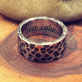 Custom laser engraved sterling silver ring handmade in the UK